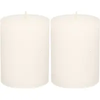Atmosphera Stompkaars - 2x - wit - 7 x 9 cm - middel rustiek model - cilinderkaars - kaars