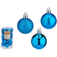Krist+ kleine kerstballen - 40x - helder blauw - kunststof - 4 cm