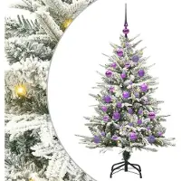 vidaXL Kunstmatige voorverlichte kerstboom met ballenset Groen 120 cm