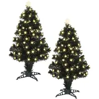 Luca Lighting Fiber optic kerstboom - 2x - 90 cm - led lampjes - lichtgevende piek - kunst kerstboom