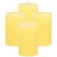 Atmosphera Stompkaars - 4x - geel - 5 x 8 cm - klein rustiek model - cilinderkaars - kaars