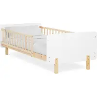 Homestyle4u Kinderbed - 90x200 cm - Houten bed - met lattenbodem Valbeveiliging - Wit