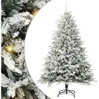 vidaXL Kunstmatige Voorverlichte Kerstboom met Ballenset Groen 210 cm