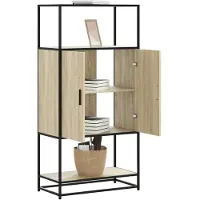 vidaXL Hoge kast 68x35x139 cm bewerkt hout en metaal sonoma eikenkleur