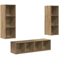 vidaXL Tv-meubelset 3 st Artisan Eiken Bewerkt hout