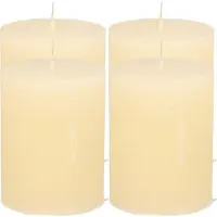 Atmosphera Stompkaars - 4x - ivoor wit - 7 x 9 cm - middel rustiek model - cilinderkaars - kaars