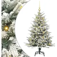 vidaXL Kunstmatige voorverlichte kerstboom met ballenset Groen 120 cm