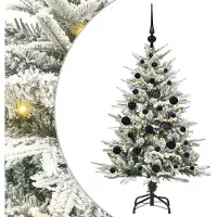 vidaXL Kunstmatige voorverlichte kerstboom met ballenset Groen 120 cm