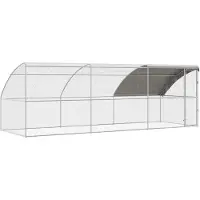 vidaXL Kippenhok met 1 deur 3 st Zilver 600x200x200cm Staal en PE