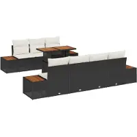 vidaXL Tuinbank Set 8 st Zwart Poly rattan