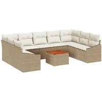 vidaXL Tuinbank Set 10 st Beige poly rattan