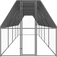 vidaXL Buitenhok voor kippen 2x10x2 m gegalvaniseerd staal