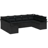 vidaXL Tuinset met tuinbank en kussens, zwart, polyrotan