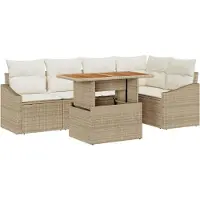 vidaXL Tuinbank Set 6 st Beige Poly rattan