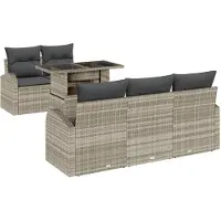 vidaXL Tuinbank Set 6 st Lichtgrijs poly rattan