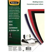 Fellowes dekblad, formaat A4, voor inbindmachines, van papier in lederlook, wit, 100 st.
