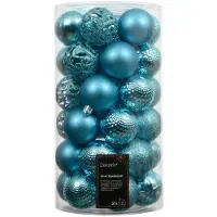 Décoris Kerstballen kunststof d6 cm blauw 37 st