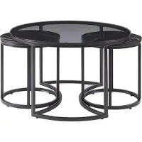En.casa Salontafel set van 3 Kokkola rookglas marmer zwart en zwart []