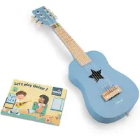 Woet Houten Speelgoedgitaar met Draagriem - Blauw - Speelgoedinstrument - Mijn eerste Gitaar Inclusief Muziekboekje - Speelgitaar voor Kinderen - Vanaf 3 jaar