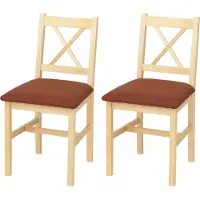 MCW Set van 2 eetkamerstoelen -F77, leunstoel keukenstoel stoel, massief hout stof landhuis ~ naturel bekleding terracotta