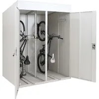 Mendler Fietsgarage voor 2 fietsen -H66b, afsluitbare metalen fietsenbox 213x158x125 cm ~ lichtgrijs