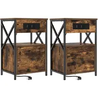 vidaXL Nachtkastje 2 st Rook Eiken 40 x 31 x 60 cm Bewerkt hout