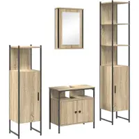 vidaXL Badkamermeubel Set 4 st Sonoma Eik 33 x 33 x 185,5 cm
