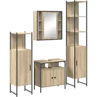 vidaXL Badkamermeubel Set 4 st Sonoma Eik 33 x 33 x 185,5 cm