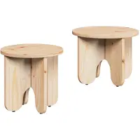 vidaXL Salontafel 2 pcs Naturel Massief grenenhout