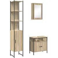 vidaXL Badkamermeubel Set 3 st Sonoma Eik 33 x 33 x 185,5 cm