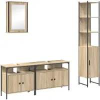 vidaXL Badkamermeubel Set 4 st Sonoma Eik 33 x 33 x 185,5 cm