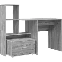 vidaXL Bureau Grijs Sonoma Bewerkt hout 131,5 x 50 x 106,5 cm
