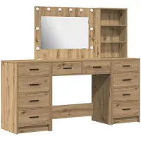 vidaXL Kaptafel 3 pcs Artisan Eiken 78,5 x 41 x 135 cm Bewerkt hout