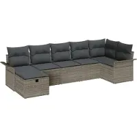 vidaXL Tuinset, 7-delig, grijs, polyrotan