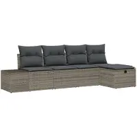 vidaXL Set van 5 tuinmeubels, polyrotan