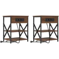 vidaXL Nachtkastje 2 st Bruin Eiken 41 x 31 x 51 cm Bewerkt hout