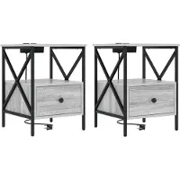 vidaXL Nachtkastje 2 st Grijs Sonoma 41,5 x 40,5 x 55 cm Bewerkt hout