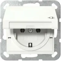 Gira SCHUKO-stopcontact, met klapdeksel, systeem 55, zuiverwit, glanzend, 1 stuk.