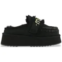 Mou Mouvoor vrouwen. MU.FW681006A Echo Leren Klompen met Logo op Zwarte Band (36), Leer, 3 tot 5 cm, Geen, Casual