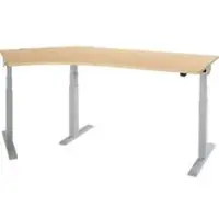 Schäfer Shop ERGO-T 2.0 hoekbureau, elektrisch in hoogte verstelbaar, hoek 135° links, T-voet, B 2185 mm, ahorn/blank aluminium