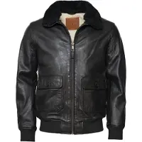 TOP GUN leren jas TG2023002 met lamsleren kraag