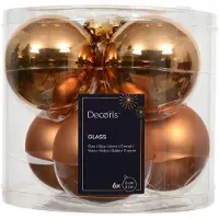 Décoris Kerstballen glas d8 cm brandy 6 st