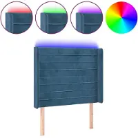 vidaXL Hoofdbord LED 83x16x118/128 cm fluweel donkerblauw