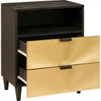 vidaXL Nachtkastje Zwart en Goud 50 x 33 x 62 cm Bewerkt hout