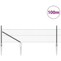 vidaXL zeshoekig gaasgek met palen 100 x 0,4 m PVC-Coated Staal Grijs