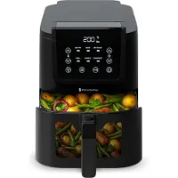 Kitchenbrothers Airfryer XL - 5L - 1500W - Heteluchtfriteuse - 60ºC tot 200ºC - Small design - Extra stil - 6 Kookprogramma's - Zwart