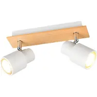 TRIO 2-lichts plafondlamp Pierre wit met hout