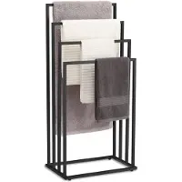 Eh Excellent Houseware Vrijstaande Handdoekhouder 4 Niveaus – Stalen Handdoekrek Mat Zwart – Modern Design voor Badkamer of Wasruimte
