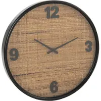 J-Line klok - hout - bruin/zwart - small - Ø 6 cm