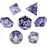 Chessex Poly 7 dobbelsteen set - Nebel, zwart/wit